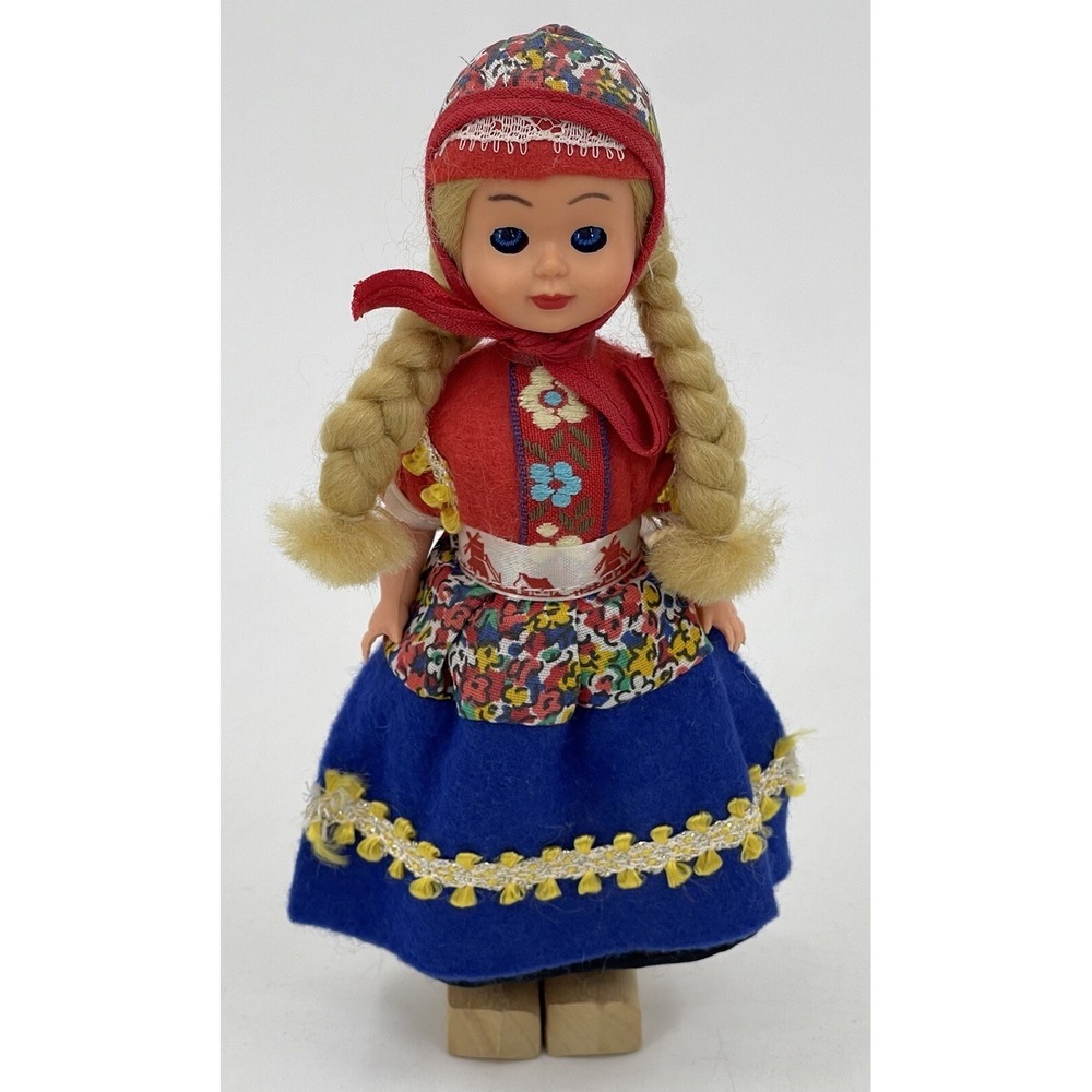 Dutch Holland Denmark Girl Doll w/ Opening & Closing Eyes w/ Wooden Shoes